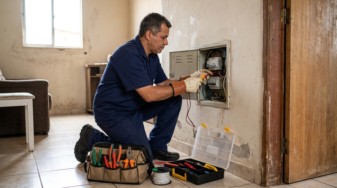 Eletricista com ferramentas em Serra‑ES