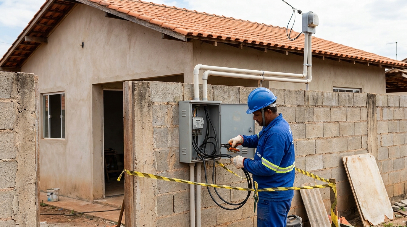 Eletricista instalando padrao de energia em Serra‑ES