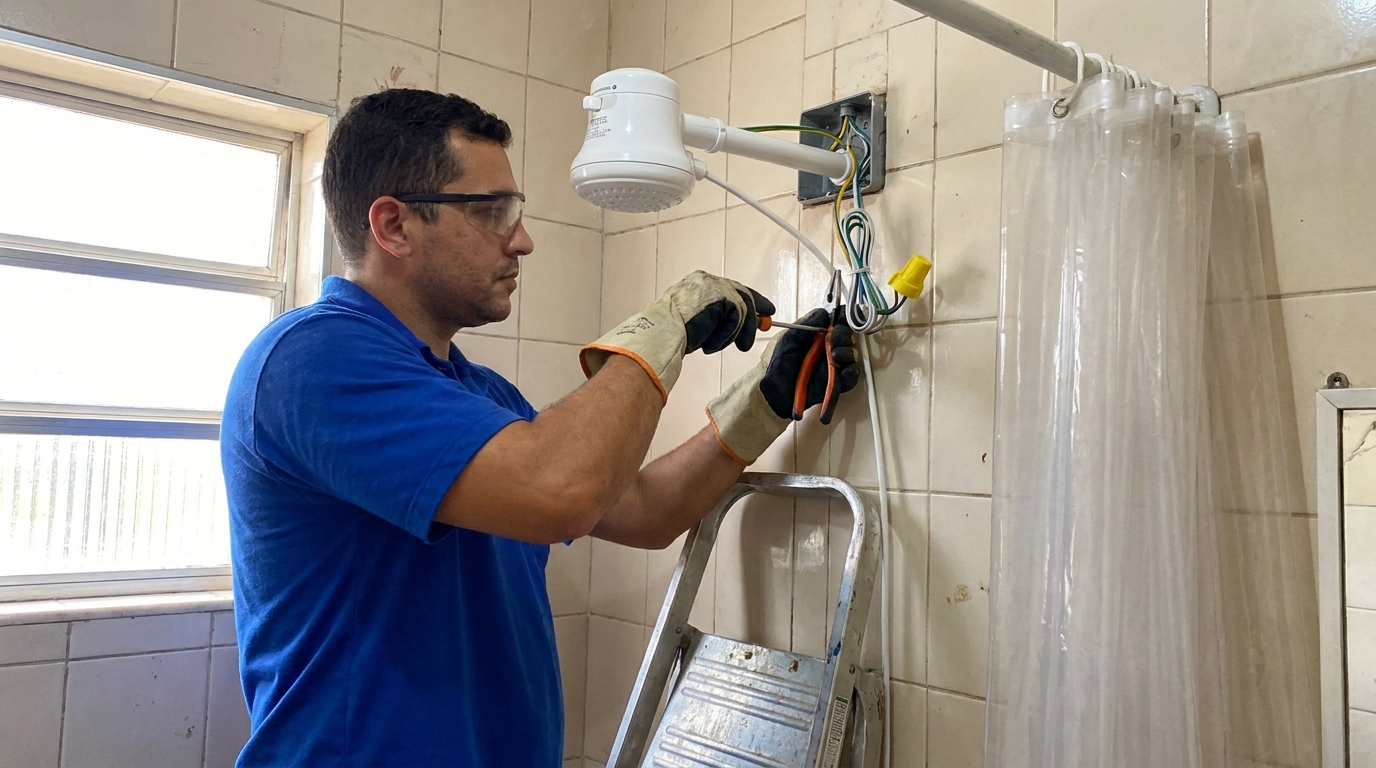 Instalacao de chuveiro eletrico residencial em Serra‑ES