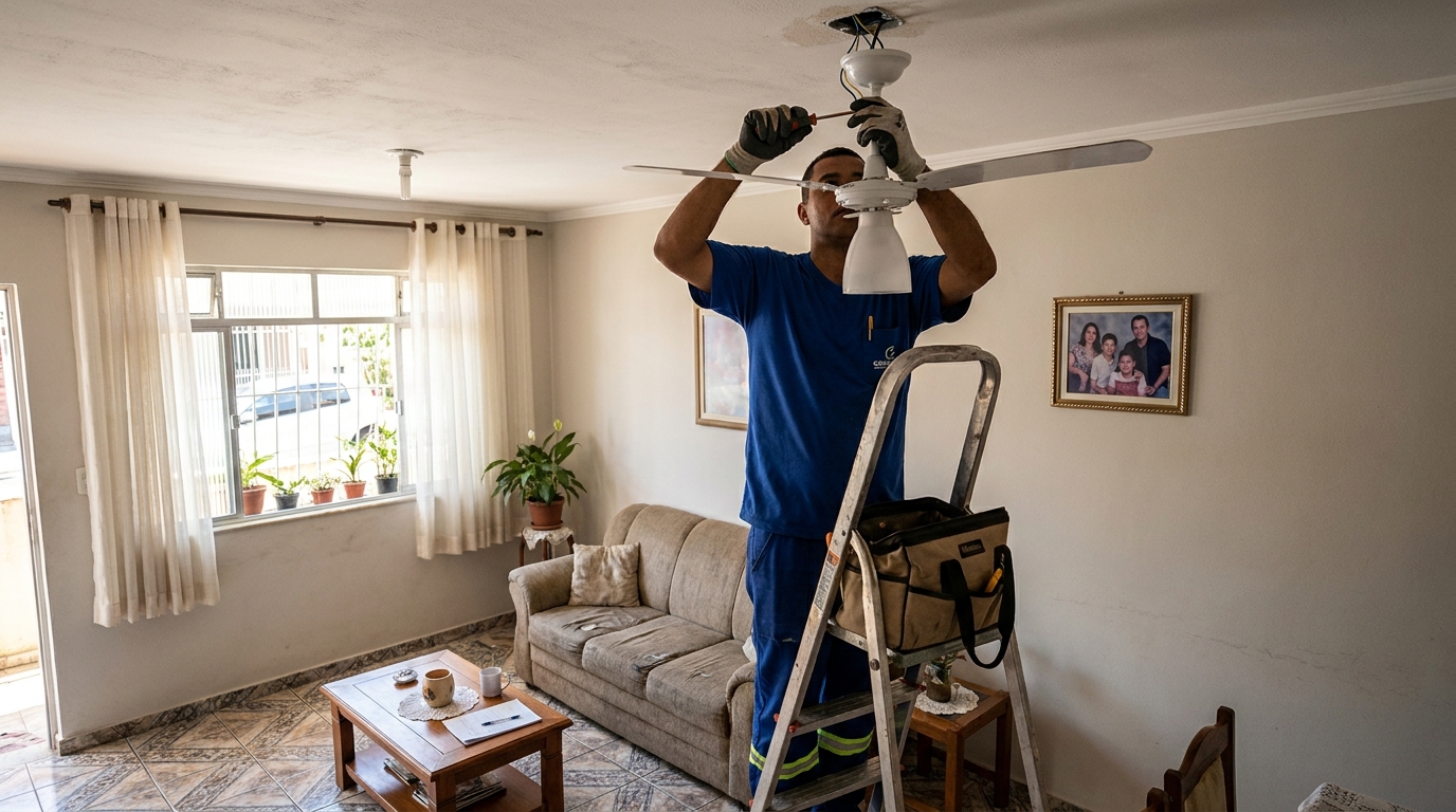 Instalacao de ventilador de teto residencial em Serra‑ES
