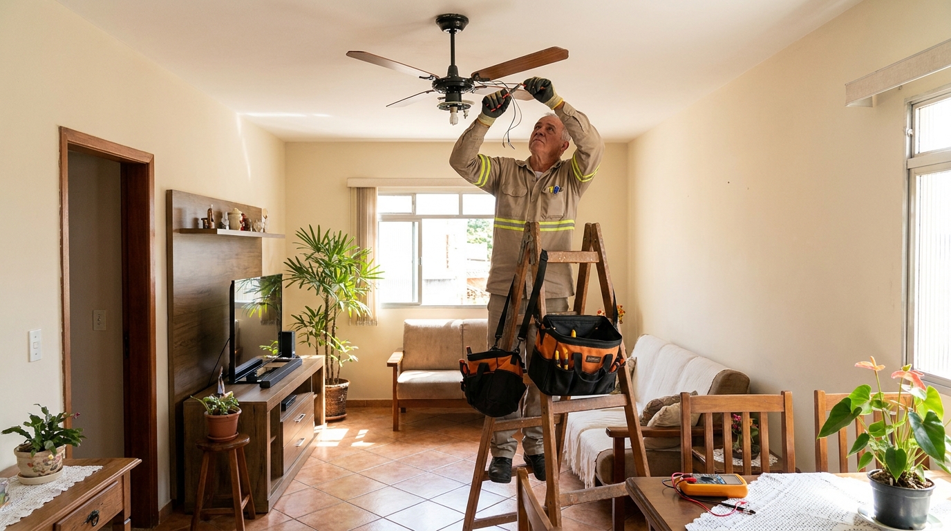 Montagem de ventilador de teto em Serra‑ES